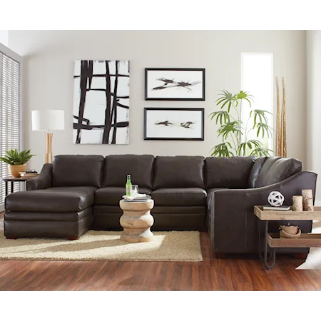 Customizable 3 Piece Leather Sectional Sofa with 1 Power Recliner and LAF Chaise Lounge